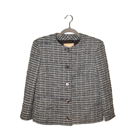 MICHAEL KORS COLLECTION $2490 Blue Sequin Tweed Jacket Made in Italy Size 6 - Picture 1 of 6